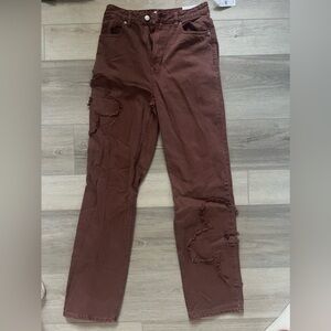 Pacsun brown floral pattern jeans